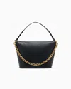 Emporio Armani Ppa Leather Medium Hobo Bag With Chain In Black