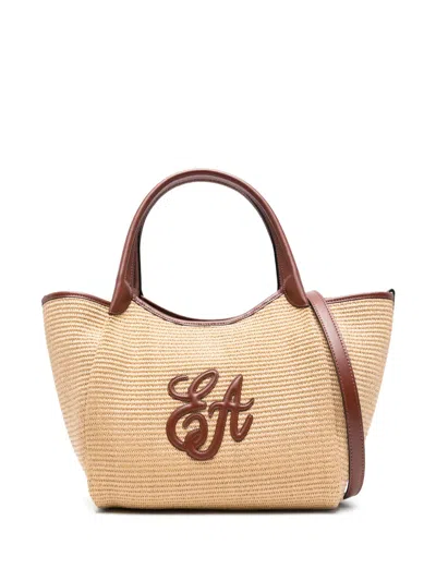 Emporio Armani Natural Logo Medium Tote In Multi