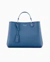 Emporio Armani Official Store Medium Myea Shopper Bag With Deer Print In Denim
