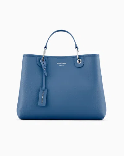 Emporio Armani Official Store Medium Myea Shopper Bag With Deer Print In Denim