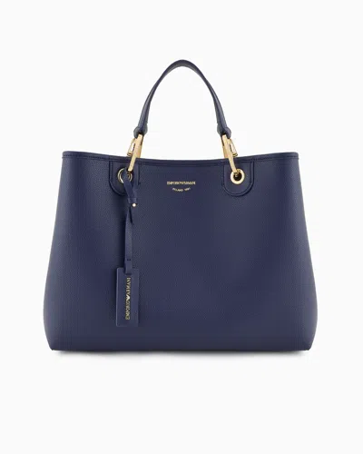 Emporio Armani Official Store Medium Myea Shopper Bag With Deer Print In Bleu