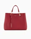 Emporio Armani Medium Myea Shopper Bag With Deer Print In Burgundy