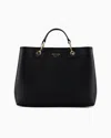 Emporio Armani Medium Myea Shopper Bag With Deer Print In Deep Black