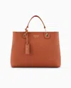 Emporio Armani Official Store Medium Myea Shopper Bag With Deer Print In Tobacco