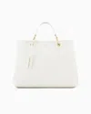 Emporio Armani Medium Myea Shopper Bag With Deer Print In White Logo