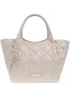 Emporio Armani Quilted Nappa Leather-effect Oversized Shopper Bag In Beige