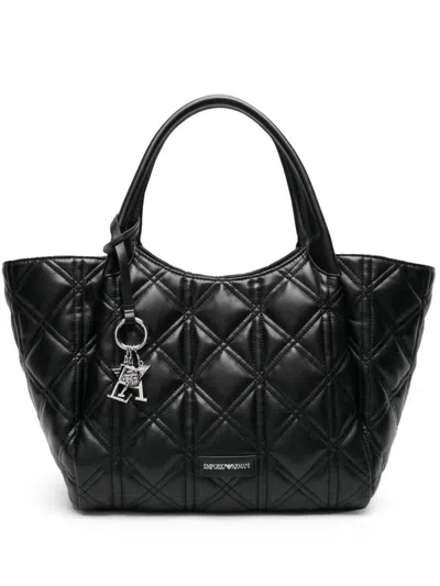 Emporio Armani Leather Shopping Bag In Black