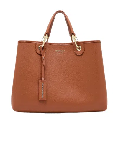 Emporio Armani Myea Cuoio Rosso Shopper Bag With Pouch In Brown