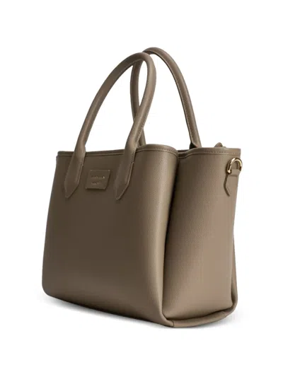 Emporio Armani Medium Top-handle Leather Tote Bag In Neutral