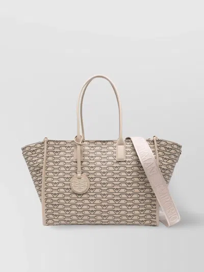 Emporio Armani Medium Tote Bag With Adjustable Shoulder Strap In Nude