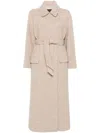 Emporio Armani Wool Melange Belted Trench Coat In Neutrals
