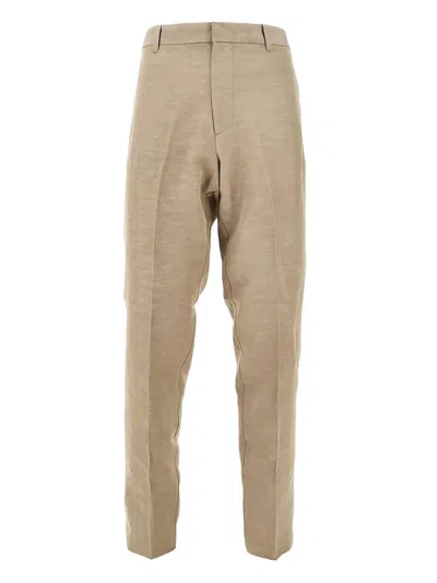 Emporio Armani Mélange Effect Straight Trousers In Brown