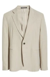 Emporio Armani Mélange Stretch Gabardine Sport Coat In Solid Medium Beige