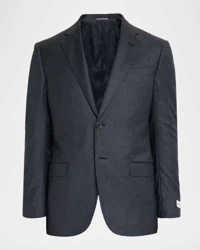 Emporio Armani Men's 130's Wool Petite Check G Line Two-piece Suit In Black