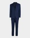 Emporio Armani Men's 130s Wool Micro-herringbone Peak Lapel G Line Suit In Blue