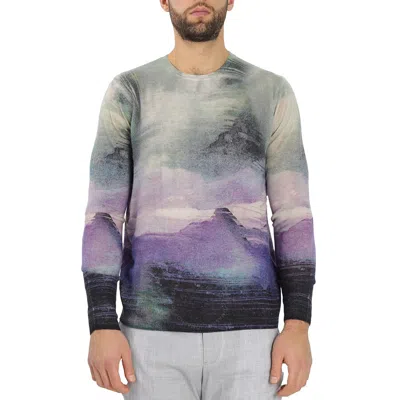 Emporio Armani Men's Abstract Print Cashmere Sweater In Multi