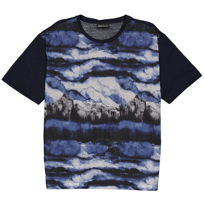 Emporio Armani Men's Abstract Print T-shirt In Navy Blue