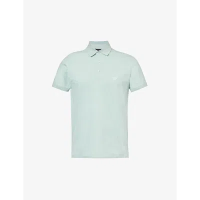 Emporio Armani Mens Acqua Brand-embroidered Regular-fit Stretch-cotton-piqué Polo Shirt