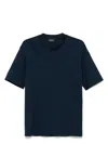 Emporio Armani Logo Print Crew Neck Cotton T-shirt In Blue
