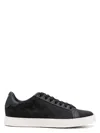 Emporio Armani Nylon Sneakers With Jacquard All-over Eagle In Black
