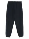 Emporio Armani Logo Print Textured Fabric Sweatpants In Blue