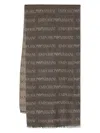 Emporio Armani Monogram-pattern Knitted Scarf In Brown