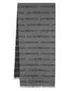 Emporio Armani Monogram-pattern Knitted Scarf In Grey