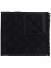Emporio Armani Allover Logo Wool Scarf In Black