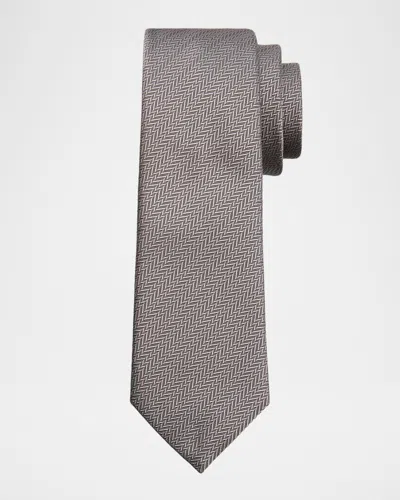 Emporio Armani Men & Apos;s Chevron Jacquard Silk Tie In Solid Dark Grey