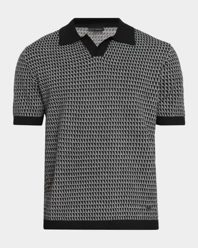 Emporio Armani Men & Apos;s Jacquard Short-sleeve Sweater In Black