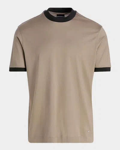 Emporio Armani Men & Apos;s Lyocell And Cotton Contrast-trim Crewneck T-shirt In Multi