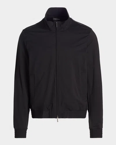 Emporio Armani Men & Apos;s Seersucker Bomber Jacket In Black