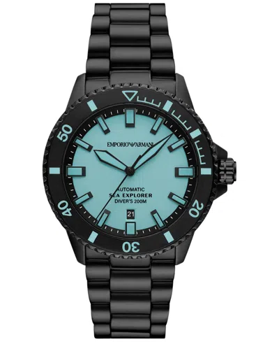 Emporio Armani Men's Automatic Sea Explorer Black-tone Stainless Steel Bracelet Watch 43mm