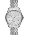 Emporio Armani Automatic Three-hand Date Stainless Steel Watch In Silver-tone