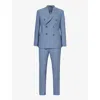 EMPORIO ARMANI MENS AZZURRO STRIPE-PRINT DOUBLE-BREASTED VIRGIN-WOOL SUIT