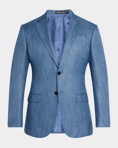 Emporio Armani Men's Bamboo Textured Grid Sport Coat In Multi