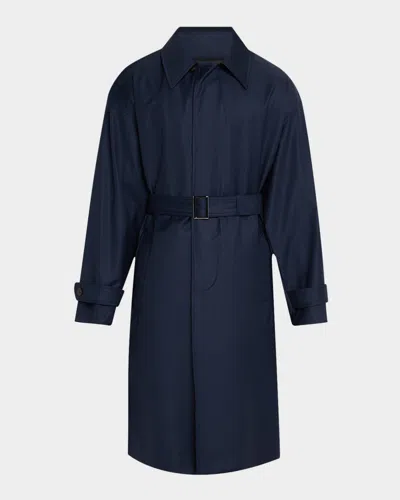 Emporio Armani Men's Belted Trench Coat In Blue