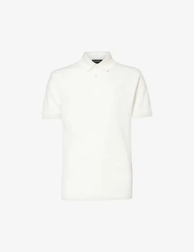 Emporio Armani Men's Bianco Caldo Logo-embroidered Cotton-piqué Polo Shirt