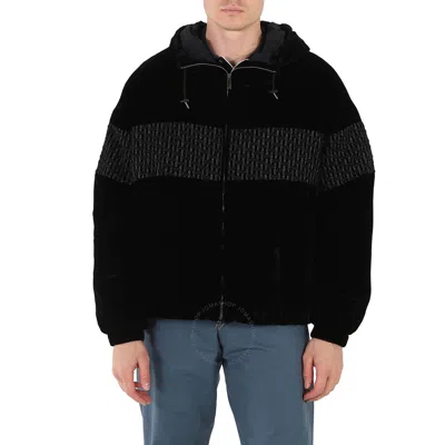 Emporio Armani Men's Black Embroidered Hooded Blouson Jacket