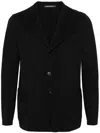 EMPORIO ARMANI MEN'S BLACK TEXTURED BLAZER WITH NOTCHED LAPELS AND BUTTON FASTENING