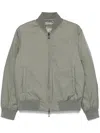 Emporio Armani Reversible Down Jacket With A Bomber Jacket Collar In Jacquard Nylon With All-over Lettering In Green
