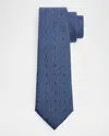 Emporio Armani Men's Bordeaux Micro-jacquard Silk And Wool Tie In Blue