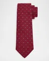 Emporio Armani Men's Bordeaux Micro-jacquard Silk And Wool Tie In Red