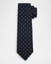 Emporio Armani Men's Bordeaux Micro-jacquard Silk And Wool Tie In Blue