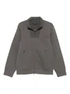 Emporio Armani High Collar Zipped Knit Sweatshirt With Pockets In Gray