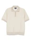 Emporio Armani Textured Fabric Polo With Ribbed Trim In Beige