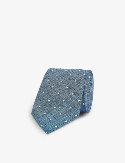 Emporio Armani Mens Carta Da Zucchero Branded-pattern Silk Tie