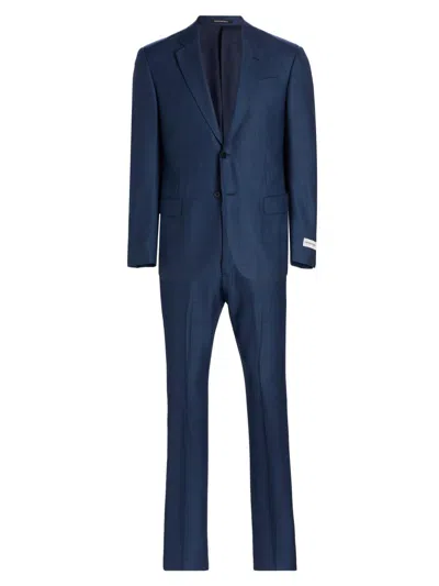Emporio Armani Men's Check Wool-silk Suit In Blue