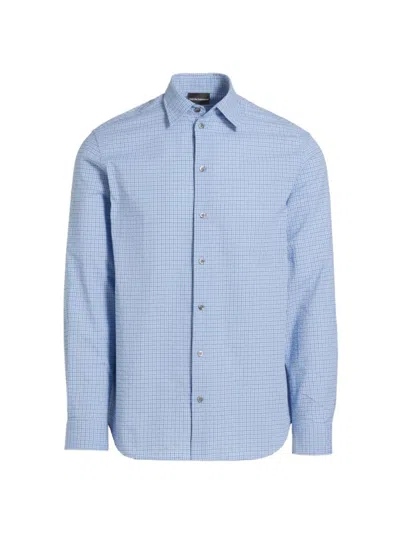 Emporio Armani Men's Checked Cotton Button-front Shirt In Fancy Blue