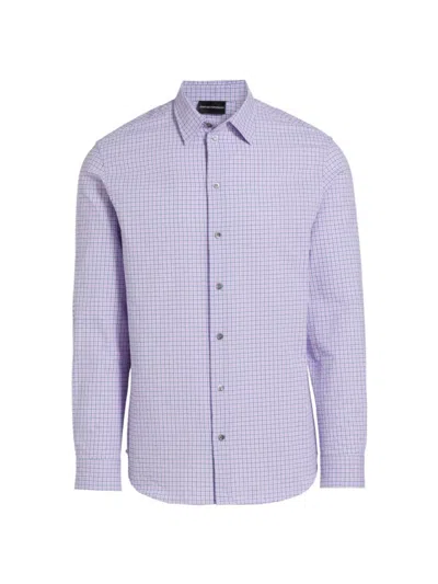 Emporio Armani Men's Checked Cotton Button-front Shirt In Fancy Purple